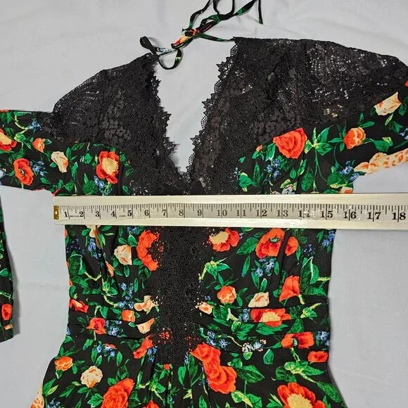 By Anthropologie Lacy V-Neck Mini Dress Women Size 4 Black - Picture 12 of 14